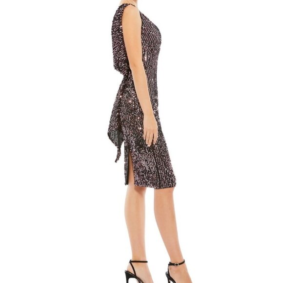 Mac Duggal Dresses & Skirts - Ieena Mac Duggal Black Rose Sequin Draped Back Cocktail Dress